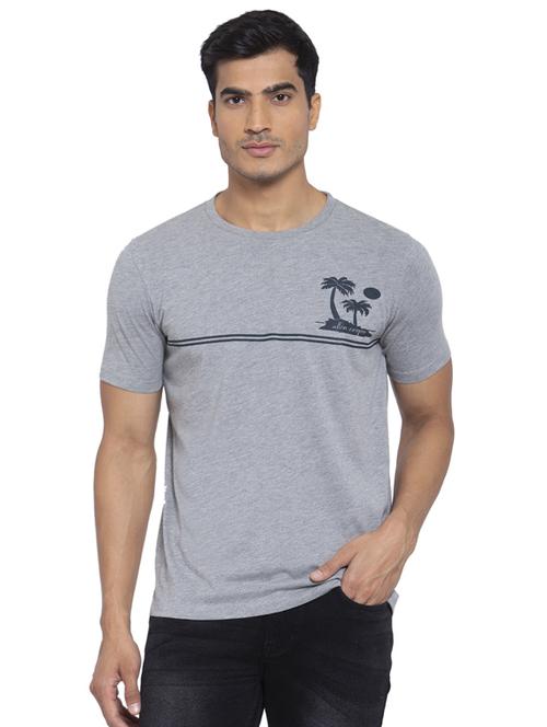 grey chest print t-shirt - 17749335 - Very Small Image - 1