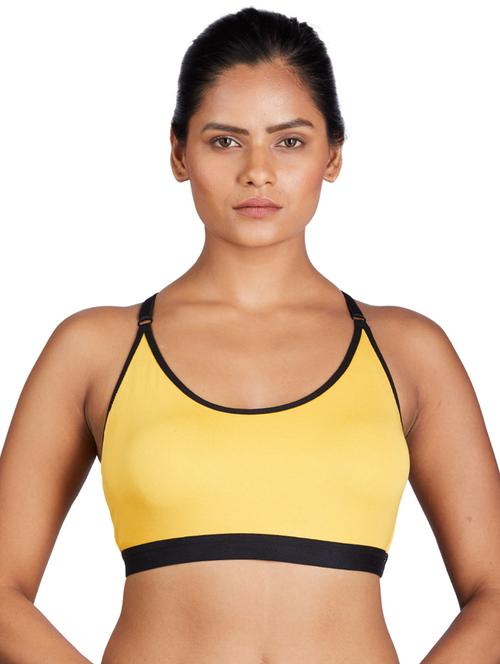 yellow color block sports bra - 17749356 - Very Small Image - 1