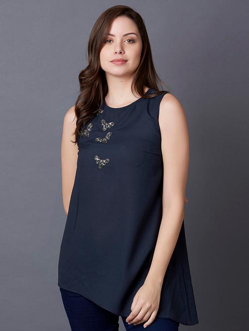 round neck embellished top - 17750002 - Very Small Image - 1