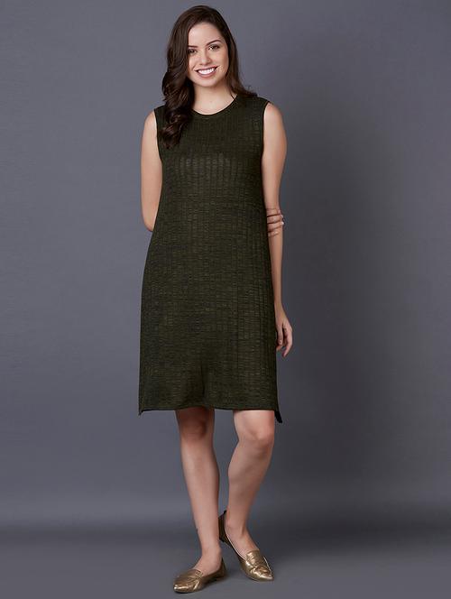 round neck solid a-line dress - 17750112 - Very Small Image - 1