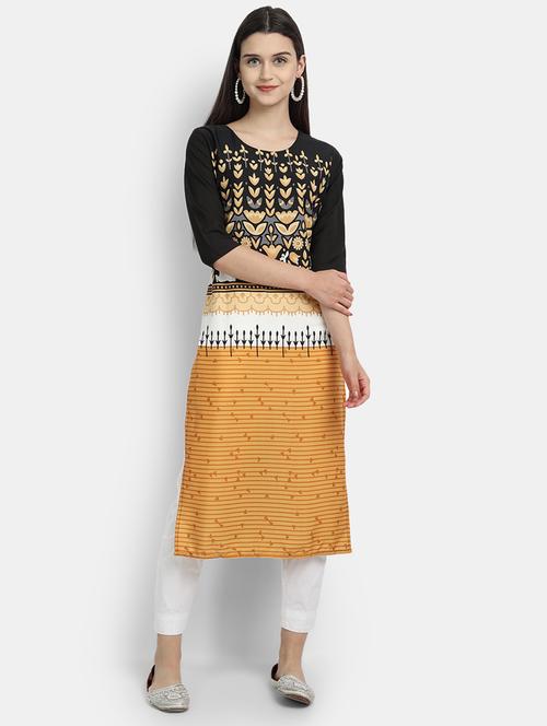 black printed straight kurta - 17750163 - Very Small Image - 1