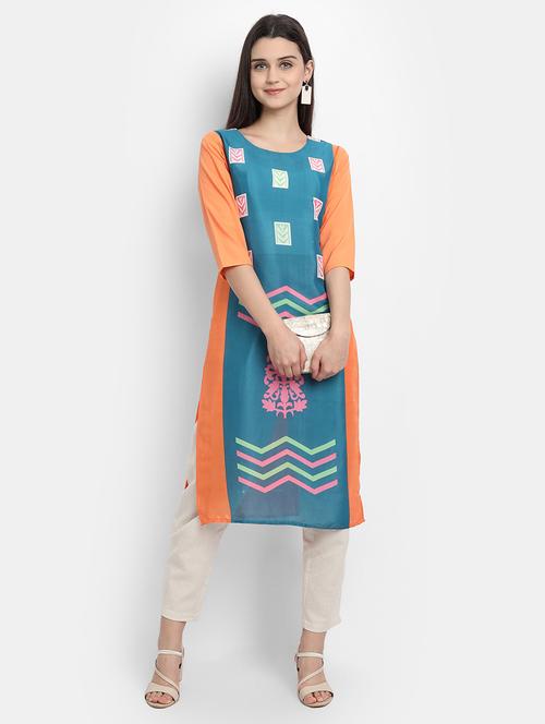 multi colored printed straight kurta - 17750204 - Very Small Image - 1