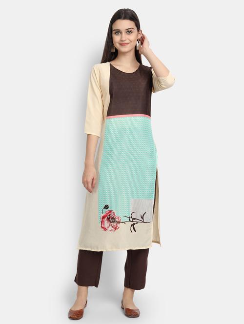 multi colored printed straight kurta - 17750206 - Very Small Image - 1