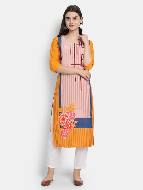multi colored printed straight kurta - 17750211 - Very Small Image - 1
