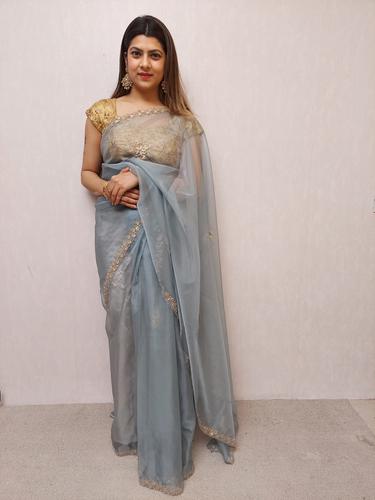 grey embroidered organza saree - 17750609 - Very Small Image - 1