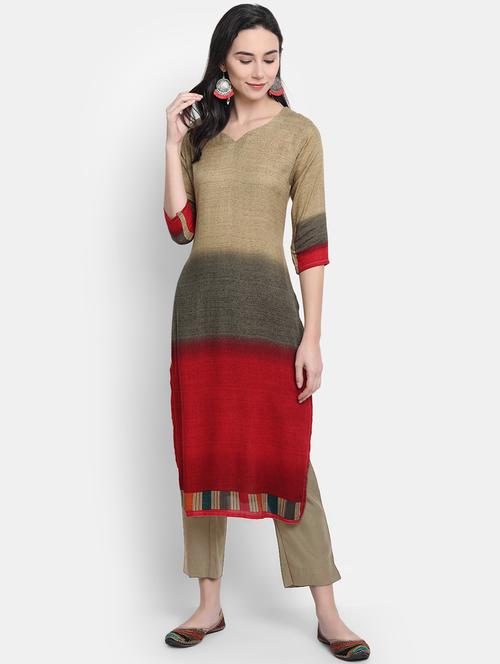 ombre printed straight kurta - 17751009 - Very Small Image - 1