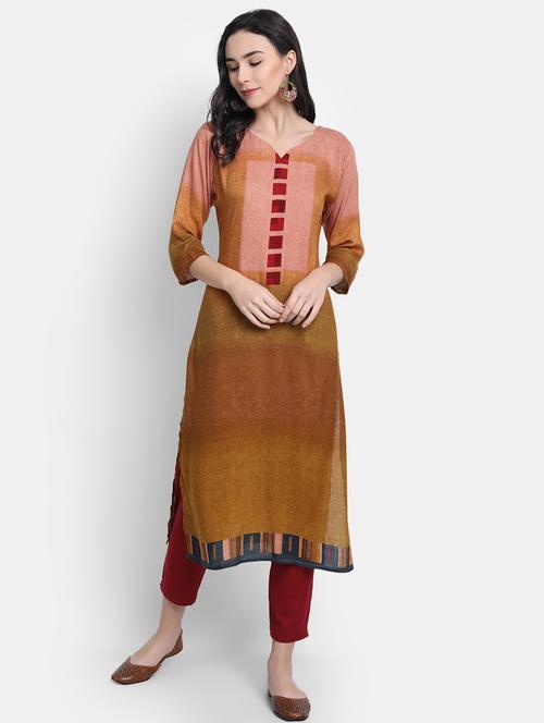printed straight kurta - 17751016 - Very Small Image - 1