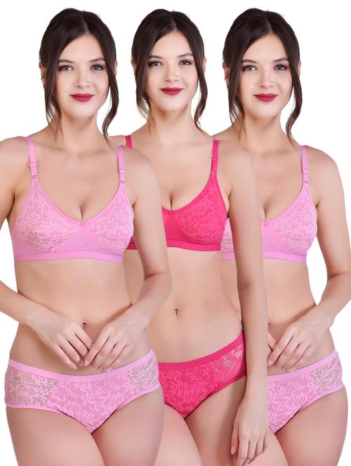 multi colored cotton bras and panty set - 17751021 - Very Small Image - 1