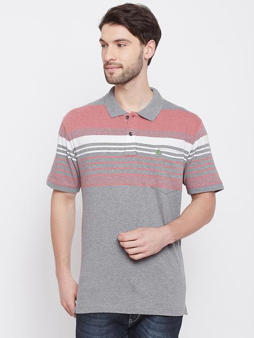 grey striped polo t-shirt - 17752032 - Very Small Image - 1