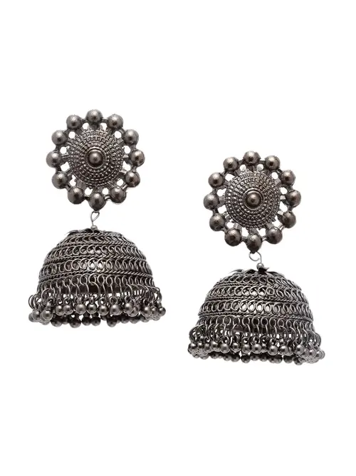 nityakshi oxidised black jhumka earring for - 17752449 - Very Small Image - 1