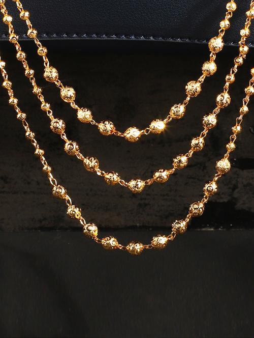 traditional gold plated brass three line necklace chain - 17753230 - Very Small Image - 1