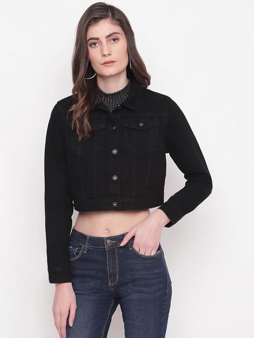 solid denim jacket - 17756095 - Very Small Image - 1