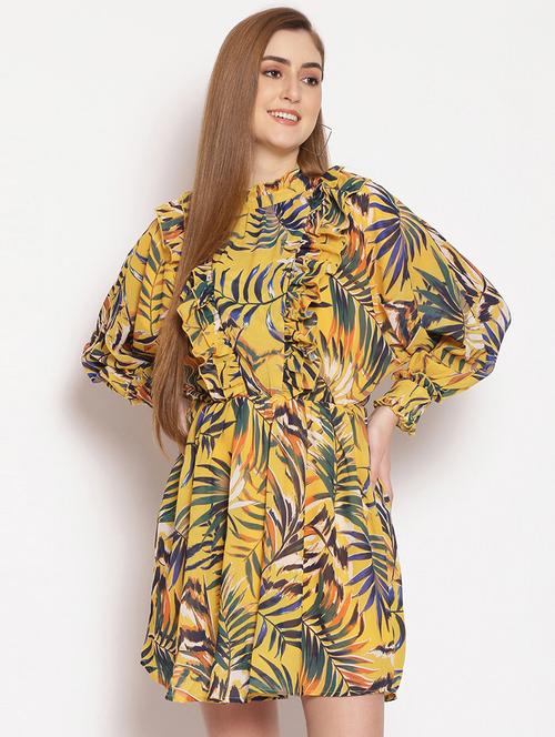 yellow polyester aline dress - 17756166 - Very Small Image - 1