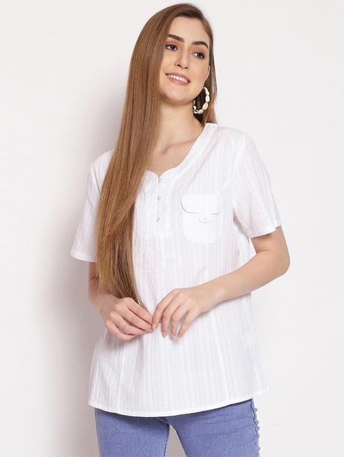 v-neck striped top - 17756191 - Very Small Image - 1