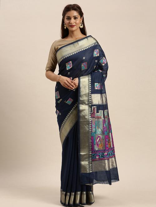 zari work woven saree - 17756752 - Very Small Image - 1