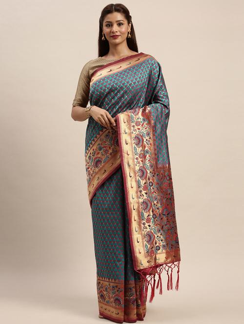 zari work woven saree - 17756786 - Very Small Image - 1