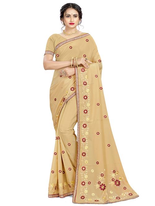 lace bordered embroidered saree - 17756822 - Very Small Image - 1