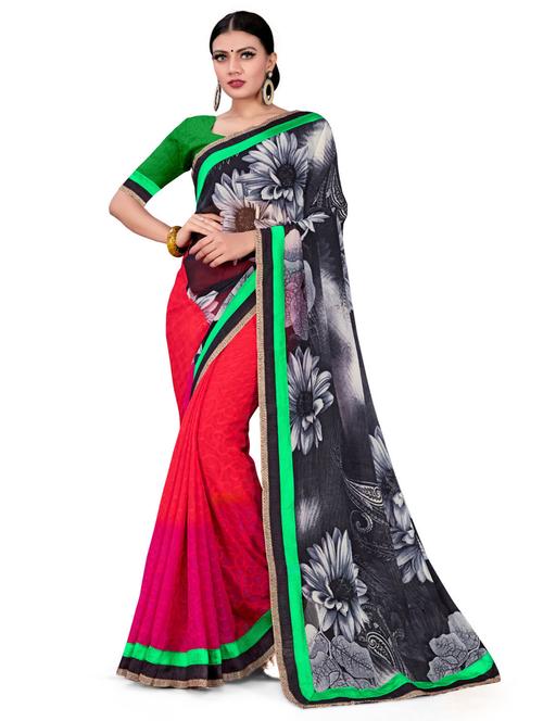 floral print half & half saree - 17756946 - Very Small Image - 1
