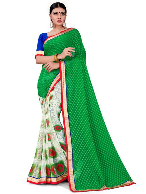 floral print half & half saree - 17756947 - Very Small Image - 1