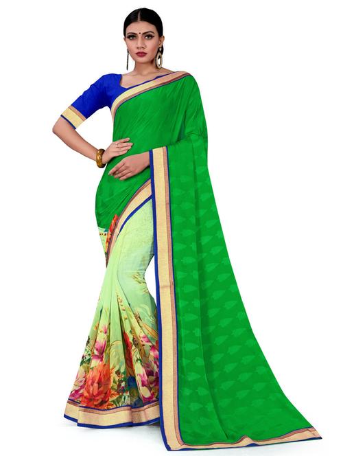 floral print half & half saree - 17756949 - Very Small Image - 1