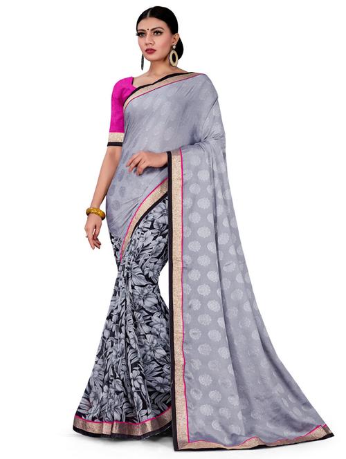 printed half & half saree - 17756954 - Very Small Image - 1