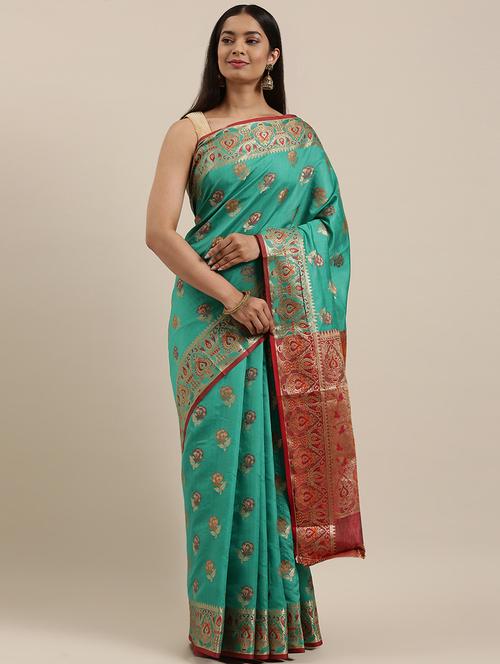 zari work woven saree - 17757013 - Very Small Image - 1