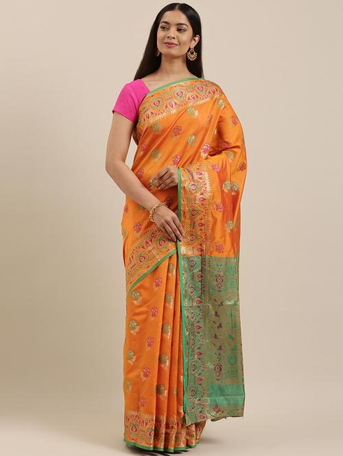 zari work woven saree - 17757018 - Very Small Image - 1