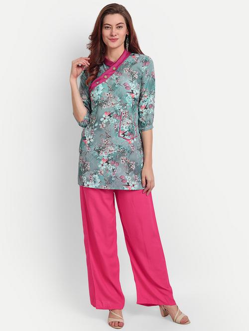 teal printed straight kurta - 17757499 - Very Small Image - 1
