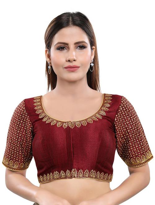red art silk embroidered blouse - 17757635 - Very Small Image - 1