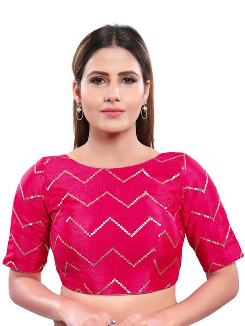 pink art silk embroidered blouse - 17757674 - Very Small Image - 1