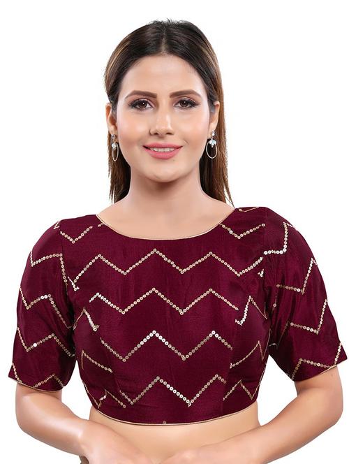 purple art silk embroidered blouse - 17757676 - Very Small Image - 1