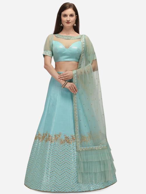 embroidered flared lehenga - 17757701 - Very Small Image - 1