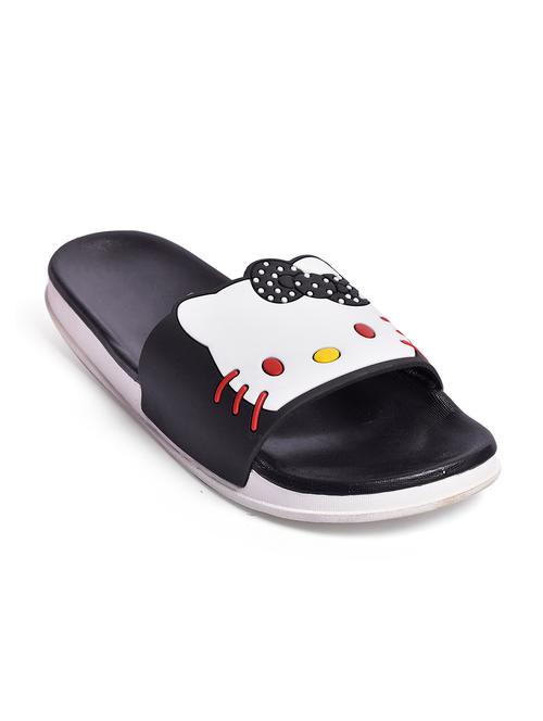 black leatherette slides flip flops - 17757746 - Very Small Image - 1