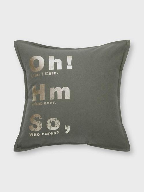olive coloured foil graphic print cushion cover with overlap back closure - 17757789 - Very Small Image - 1