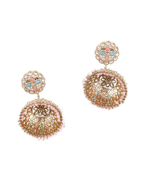 gold metal jhumka earring - 17758058 - Very Small Image - 1