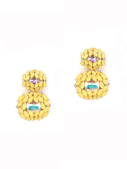 yellow metal drop earrings - 17758081 - Very Small Image - 1