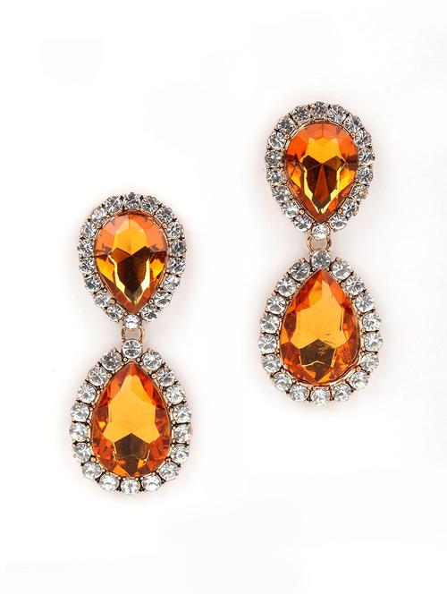 orange metal drop earrings - 17758085 - Very Small Image - 1