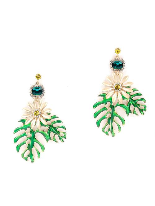 green metal drop earring - 17758116 - Very Small Image - 1