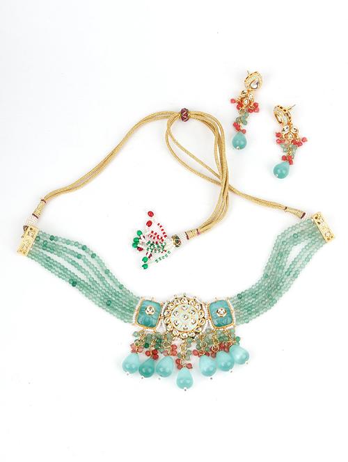 green metal choker necklace - 17758136 - Very Small Image - 1