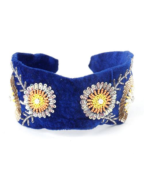 odette royal blue velvet hairband with tickles and rhinestones - 17758186 - Very Small Image - 1