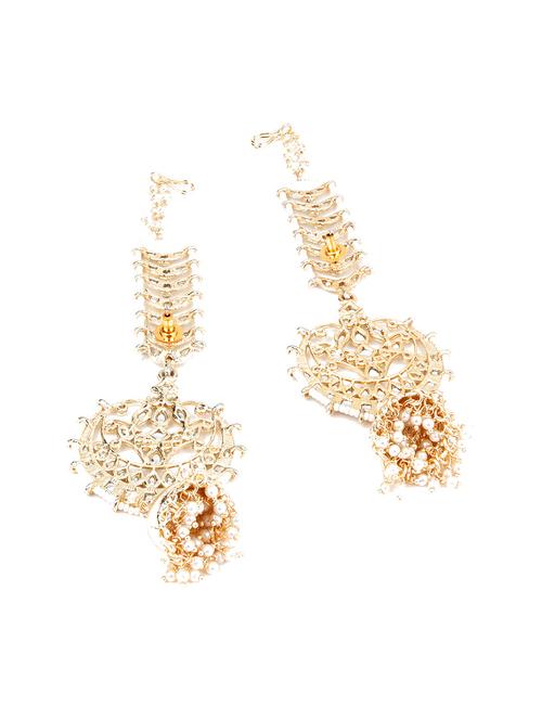 gold metal jhumka earring - 17758195 - Very Small Image - 1