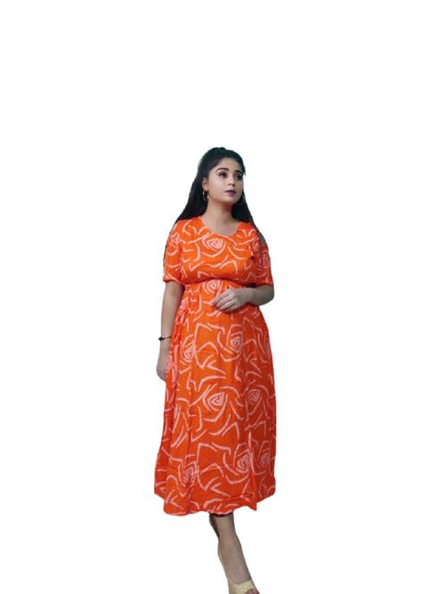 orange printed casual kurta - 17758418 - Very Small Image - 1