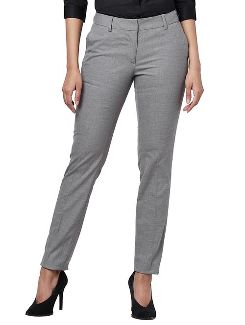 grey solid flat front formal trouser - 17758966 - Very Small Image - 1