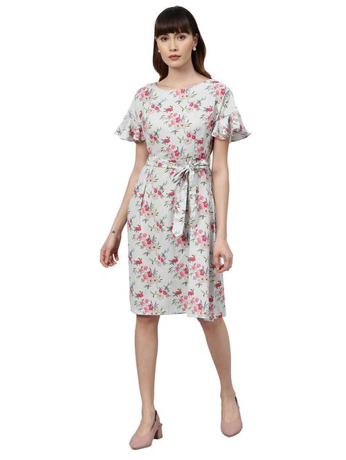 tie front floral a-line ddress - 17759033 - Very Small Image - 1