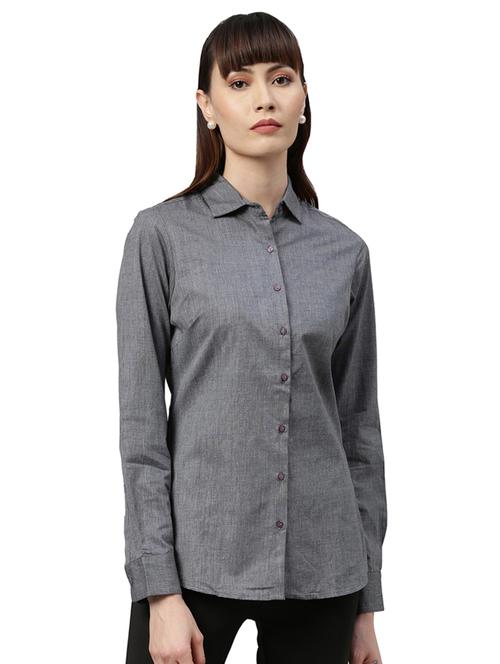 grey solid regular shirt - 17759083 - Very Small Image - 1