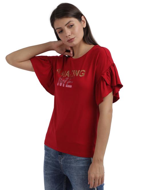 round neck typography tee - 17759176 - Very Small Image - 1