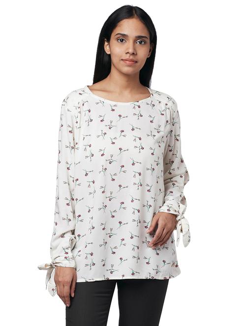tie knot sleeved floral top - 17759277 - Very Small Image - 1