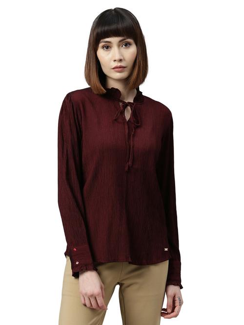 tie up neck solid top - 17759312 - Very Small Image - 1