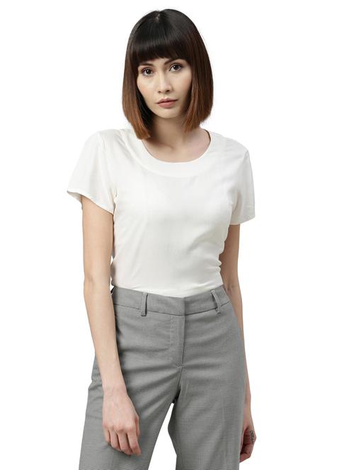round neck solid top - 17759313 - Very Small Image - 1