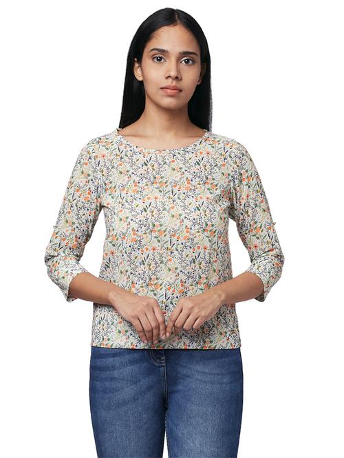 round neck floral top - 17759331 - Very Small Image - 1